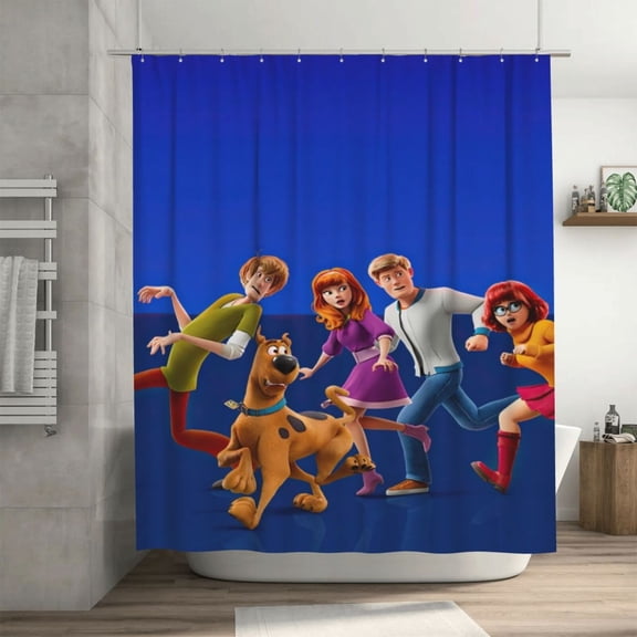 Scooby Doo Shower Curtain, Lovely Cartoon Shower Curtains Set for Kids Boys Girls College Dorm Bathroom, Waterproof Restroom Bathtub Decor Accessories with 12 Hooks 72X72 Inch Iron