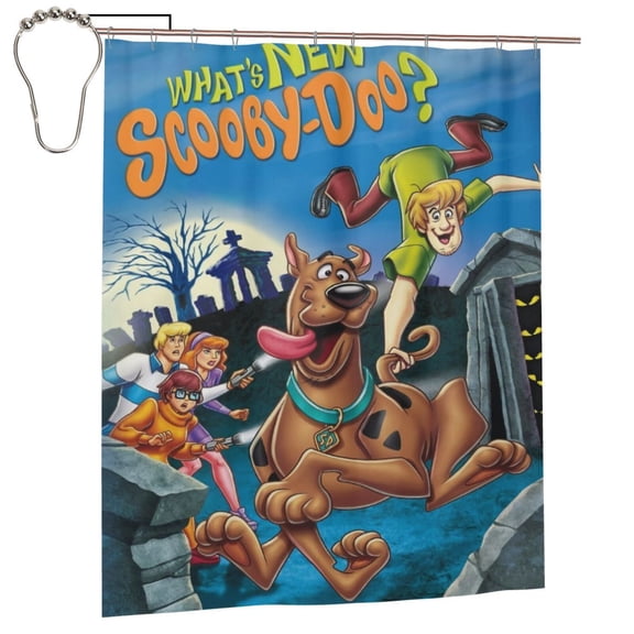 Scooby Doo Shower Curtain, Lovely Cartoon Shower Curtains Set for Kids Boys Girls College Dorm Bathroom, Waterproof Restroom Bathtub Decor Accessories with 12 Hooks 60"X72" Iron