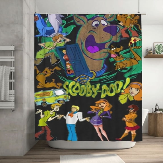 Scooby Doo Shower Curtain, Lovely Cartoon Shower Curtains Set for Kids Boys Girls College Dorm Bathroom, Waterproof Restroom Bathtub Decor Accessories with 12 Hooks 72X72 Inch Plastic