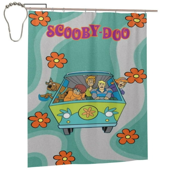 Scooby Doo Shower Curtain, Lovely Cartoon Shower Curtains Set for Kids Boys Girls College Dorm Bathroom, Waterproof Restroom Bathtub Decor Accessories with 12 Hooks 60"X72" Iron