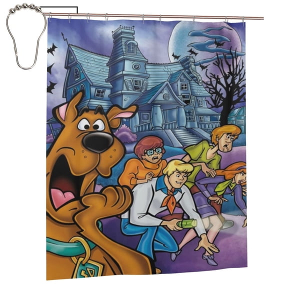 Scooby Doo Shower Curtain, Lovely Cartoon Shower Curtains Set for Kids Boys Girls College Dorm Bathroom, Waterproof Restroom Bathtub Decor Accessories with 12 Hooks 60"X72" Iron