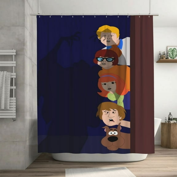 Scooby Doo Shower Curtain, Lovely Cartoon Shower Curtains Set for Kids Boys Girls College Dorm Bathroom, Waterproof Restroom Bathtub Decor Accessories with 12 Hooks 72X72 Inch Iron