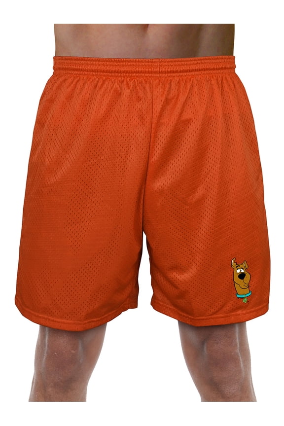 Silly Scooby-Doo Mens Lined Mesh Shorts, Orange, Large