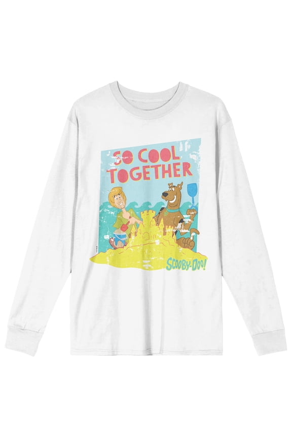 Scooby-Doo So Cool Together Crew Neck Long Sleeve White Adult Tee-XXL