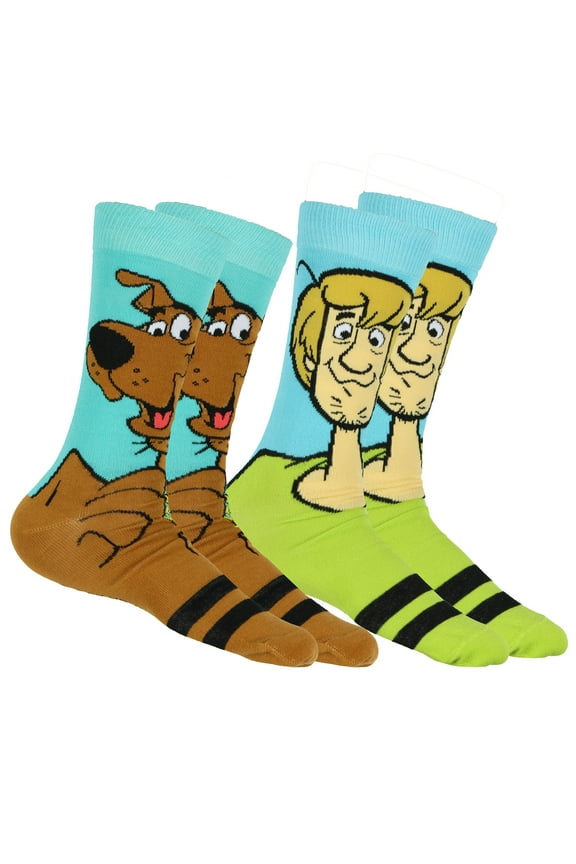 Scooby-Doo Socks Men's Shaggy and Scooby 2-Pack Adult Mid-Rise Crew Socks