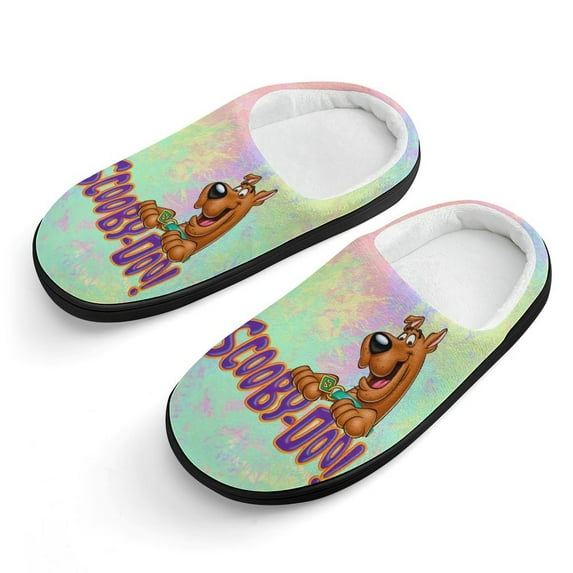 Scooby Doo Soft Plush Slippers for Boys Girls Winter Warm Cotton Slippers with Rubber Sole Non-Slip Kid's Slip on Shoes Fluffy House Slippers For Indoor And Outdoor