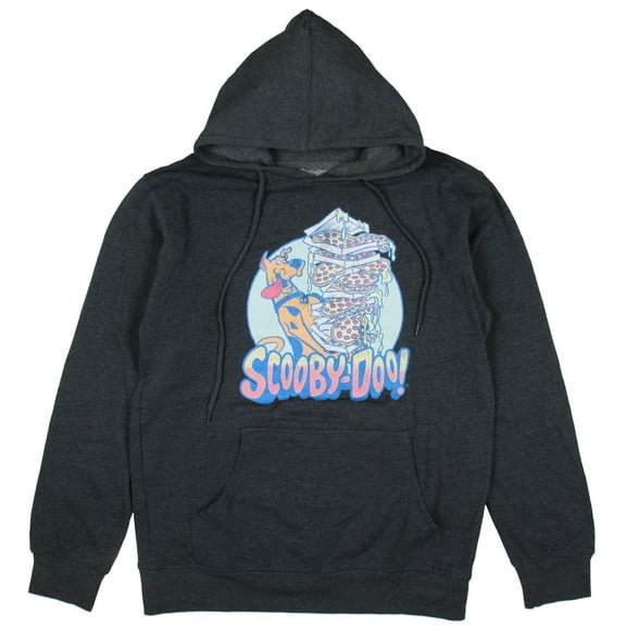 Scooby-Doo Stacked Pizzas Distressed Graphic Print Men's Long-Sleeve Pullover Sweatshirt Hoodie