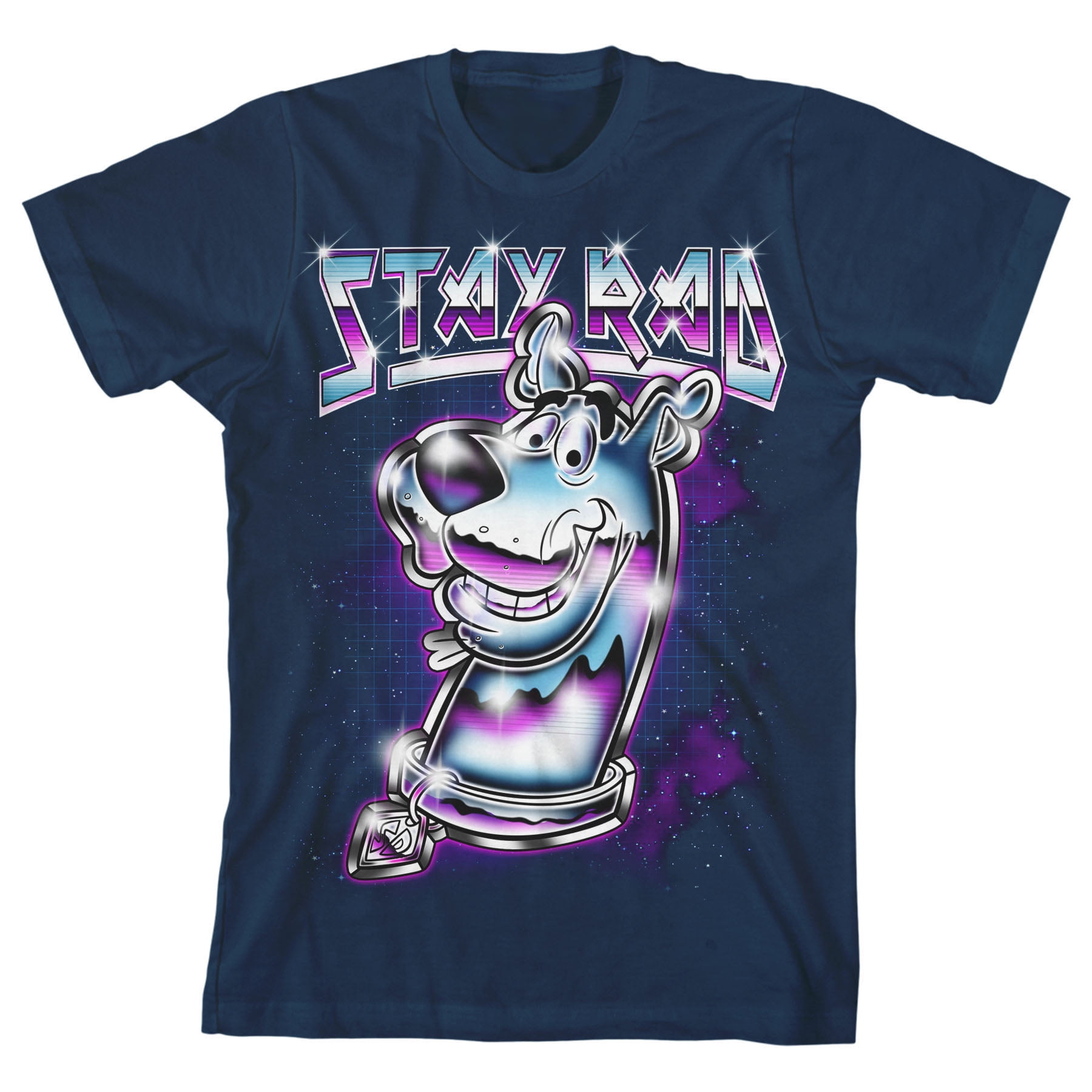 Doo Bad Navy Boy\'s Stay Scooby Chrome Dog T-shirt-XS