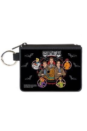 Scooby Doo Supernatural Wallet, Coin Purse, Scoobynatural 8 Characters Pentagram Bats Black White Red, Canvas