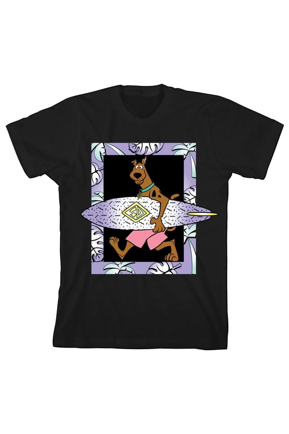 Scooby Doo Surf Boy's Black T-shirt-Small