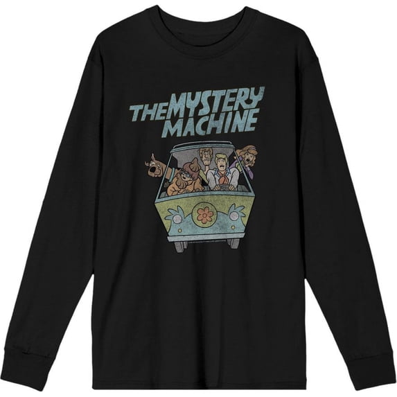 Scooby Doo The Mystery Machine Adult Black Crew Neck Long Sleeve Tee-XXL