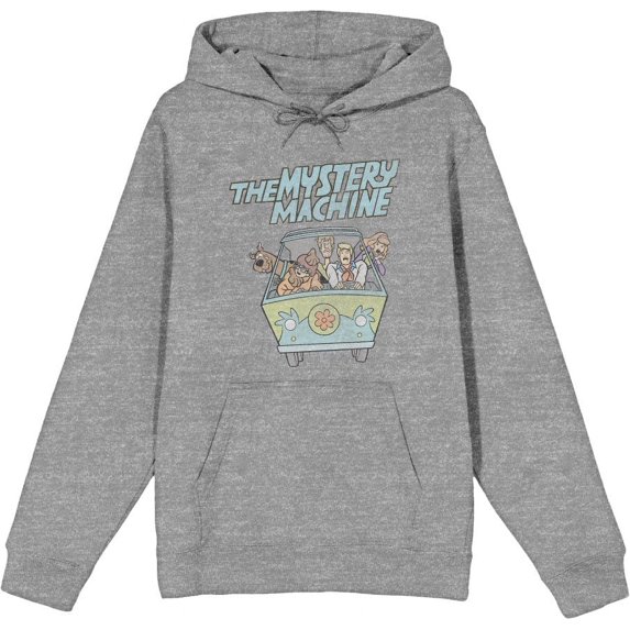 Scooby Doo The Mystery Machine Adult Heather Gray Long Sleeve Hoodie-XS