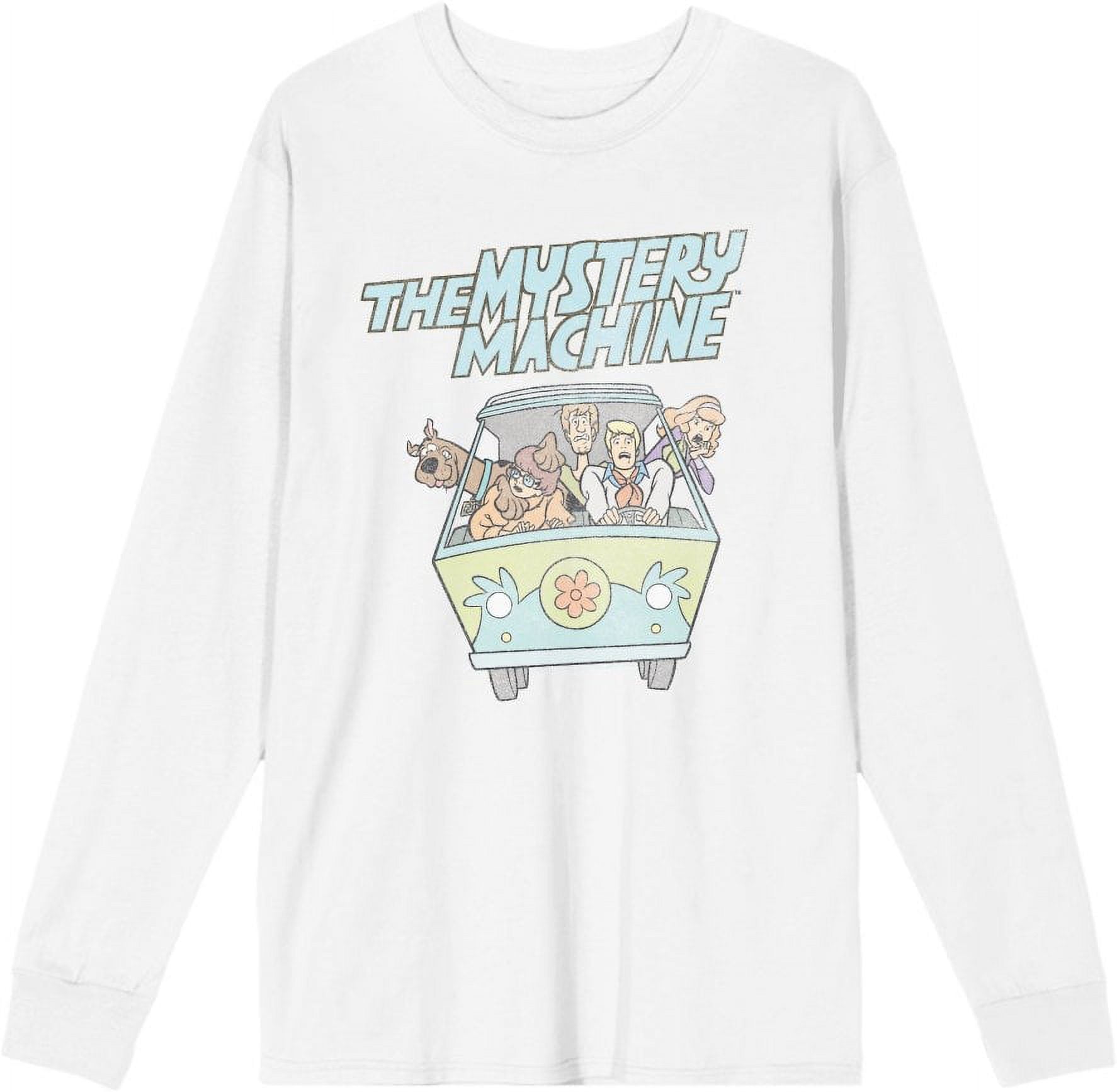 Scooby Doo The Mystery Machine Adult White Crew Neck Long Sleeve Tee-XL ...