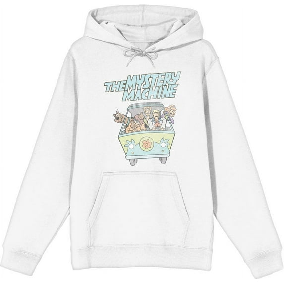 Scooby Doo The Mystery Machine Adult White Long Sleeve Hoodie-Small