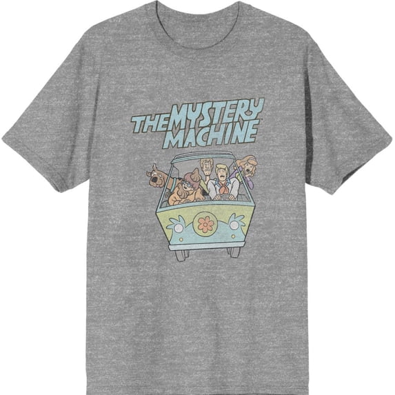 Scooby Doo The Mystery Machine Men's Heather Gray Crew Neck Short Sleeve Tee-Medium