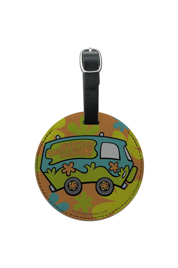Scooby-Doo The Mystery Machine Round Leather Luggage Card Suitcase Carry-On ID Tag