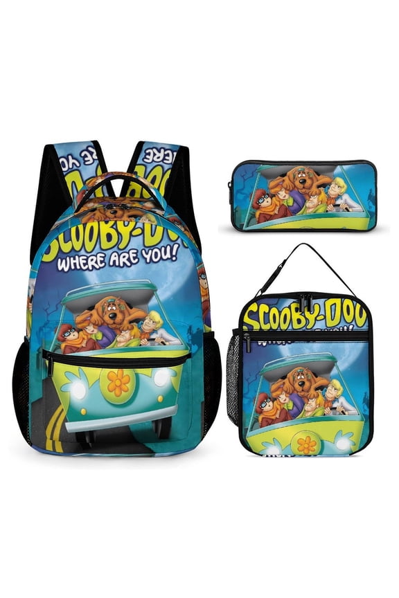 Scooby Doo Three-Piece Backpack Set: Includes A High-Quality Backpack Lunch Bag And Pencil Case One size