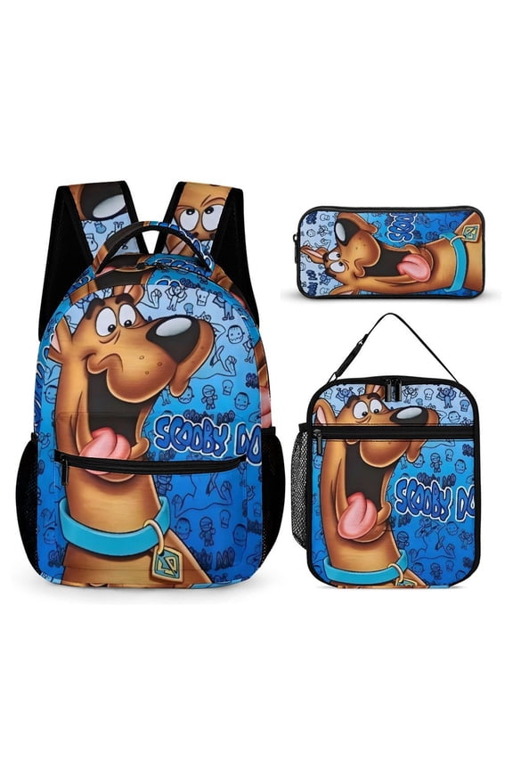 Scooby Doo Three-Piece Backpack Set: Includes A High-Quality Backpack Lunch Bag And Pencil Case One size