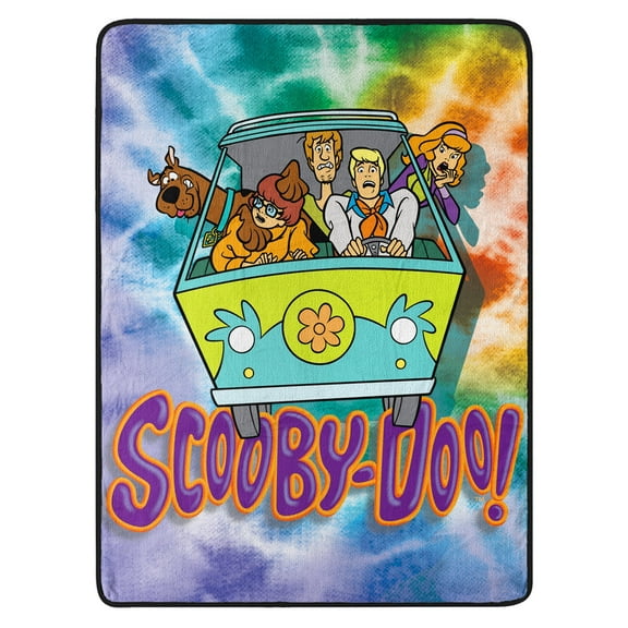 Scooby Doo Tie Dye Gang Mystery Machine Soft Super Plush Blanket 46" X 60"