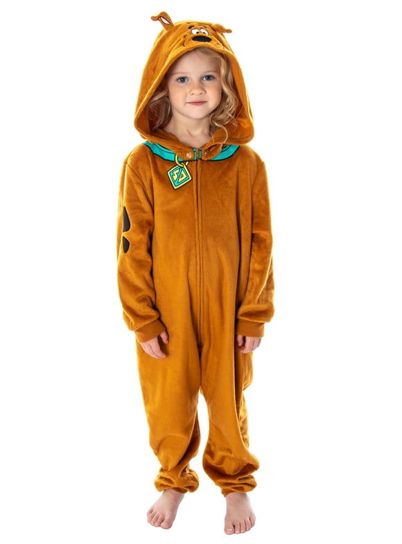 Scooby Doo Toddler Girls' Hooded Character Union Suit Lounge One-Piece Pajama Loungewear Sleepwear