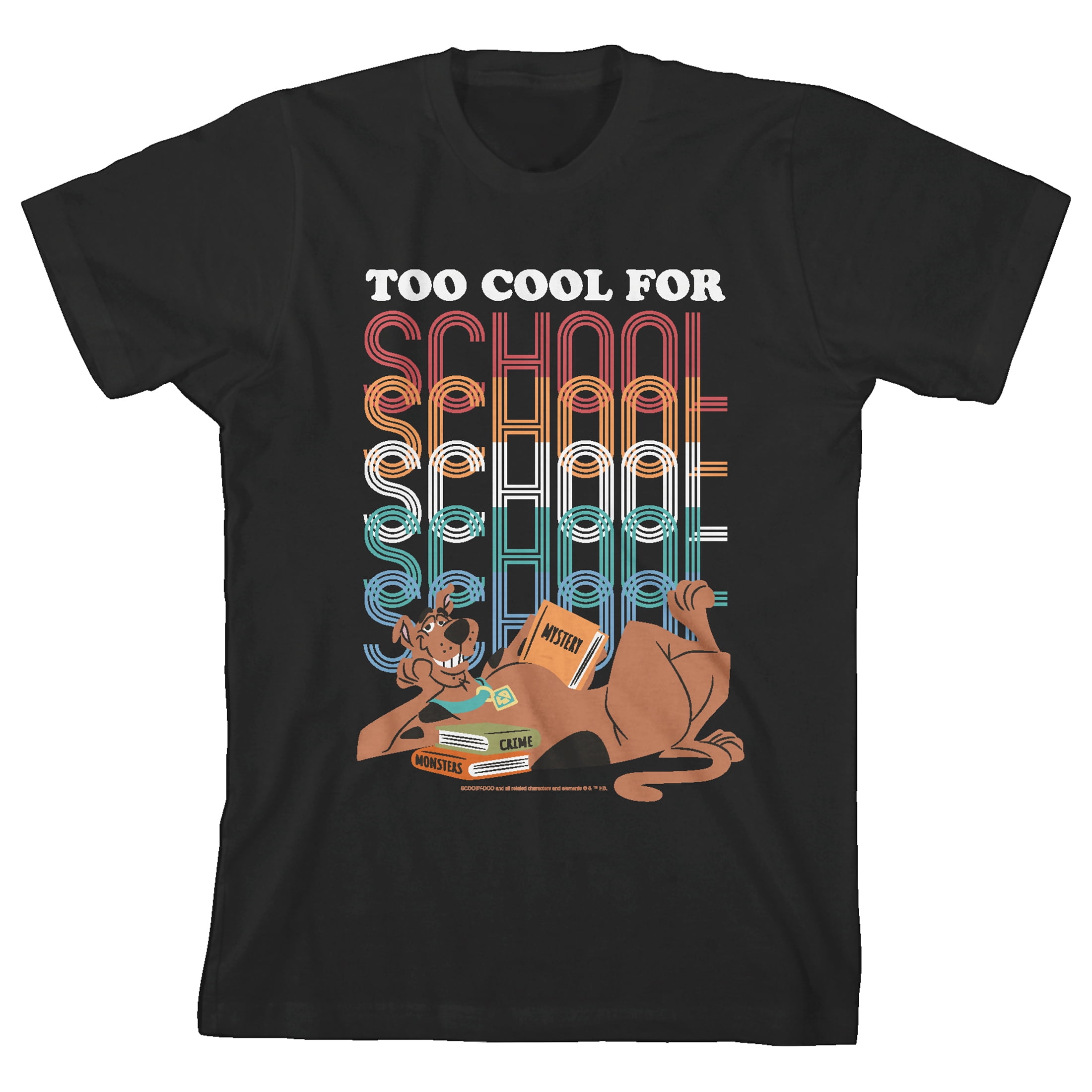 Scooby Doo Too Cool For School Youth Black Short Sleeve Crew Neck Tee