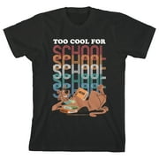 Scooby Doo "Too Cool For School" Youth Black Short Sleeve Crew Neck Tee-XL