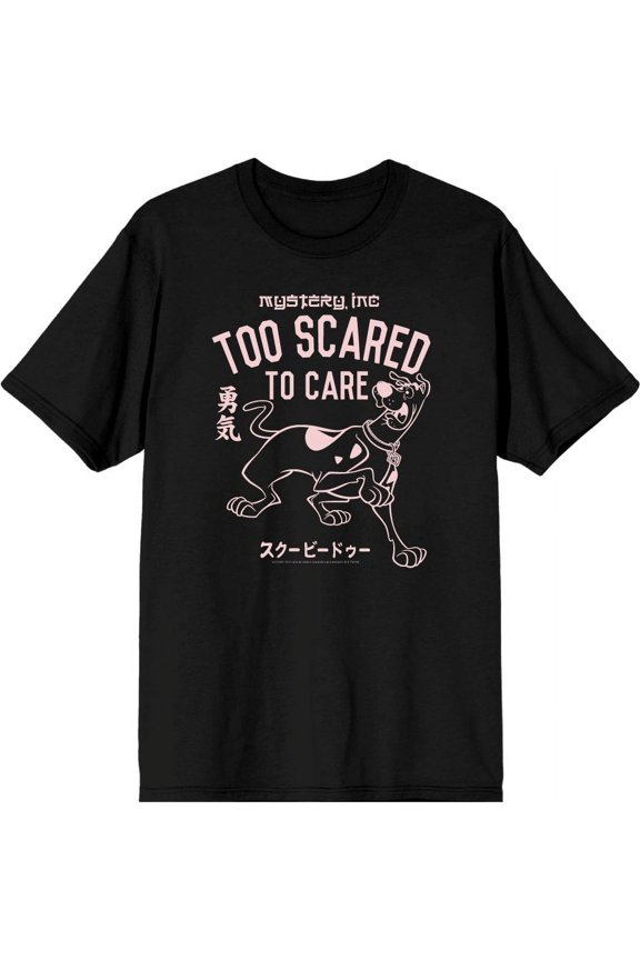 Scooby-Doo Too Scared To Care Men's Black Crew Neck Short Sleeve Tee-Large