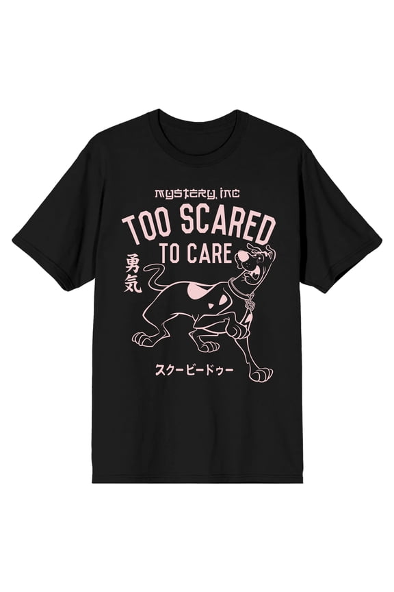 Scooby Doo Too Scared To Care Men's Black T-shirt-X-Large