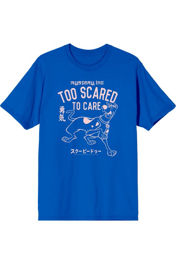 Scooby-Doo Too Scared To Care Men's Blue Crew Neck Short Sleeve Tee-XXL