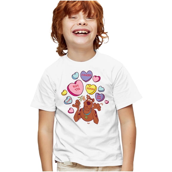 Scooby Doo! Valentine's Day Heart Candy Kids T Shirt for Youth Toddler Boys and Girls
