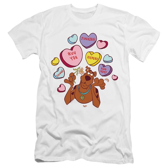 Scooby Doo! Valentine's Day Heart Candy Unisex Adult Canvas Brand T Shirt