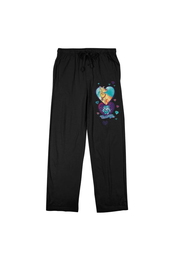 Scooby Doo Valentine's Day Love Men's Black Graphic Sleep Pants-Medium