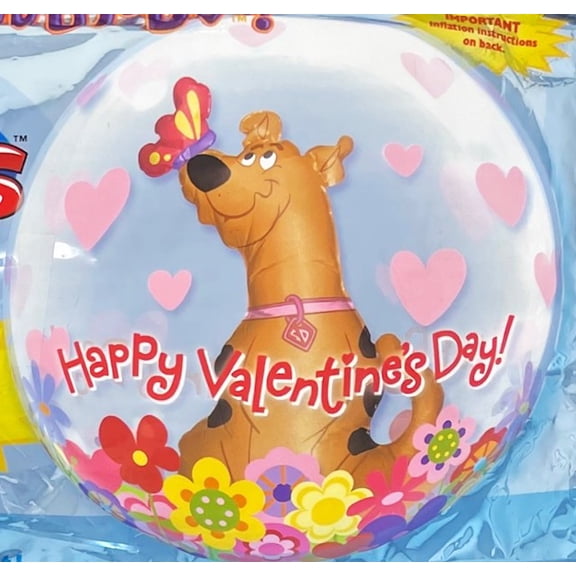 Scooby Doo Valentines Day Foil Helium Double Bubble Balloon Party Decoration - 24 inches
