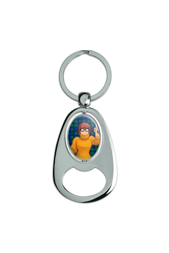 Scooby Doo Velma Character Keychain Chrome Metal Spinning Oval Bottle Opener