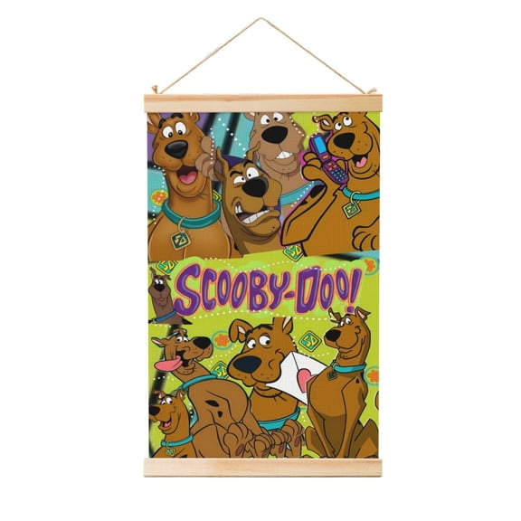 Scooby-Doo Wall Art Wooden Shaft Hanging Banner Poster Scroll Painting For Room Dormitory Decor 20"X30"