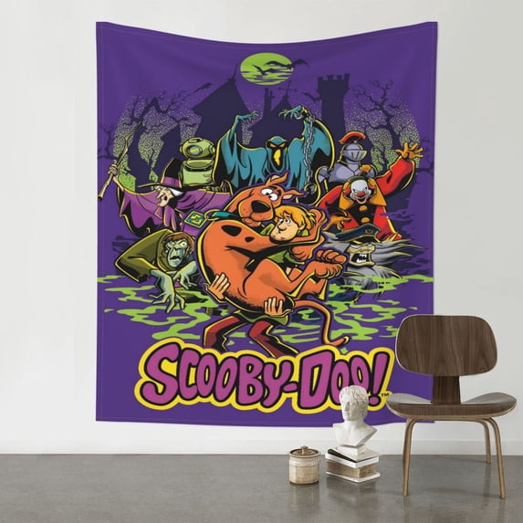 Scooby-Doo Wall Tapestry Cartoon Poster Wall Hanging Tapestry For College Dorm Living Room Bedroom Decoration 51X60 Inch