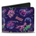 thumbnail image 1 of Scooby Doo Wallet, Bifold, Scooby Doo and Shaggy and Ghost Clown Poses Scattered Purples, Vegan Leather, 1 of 3