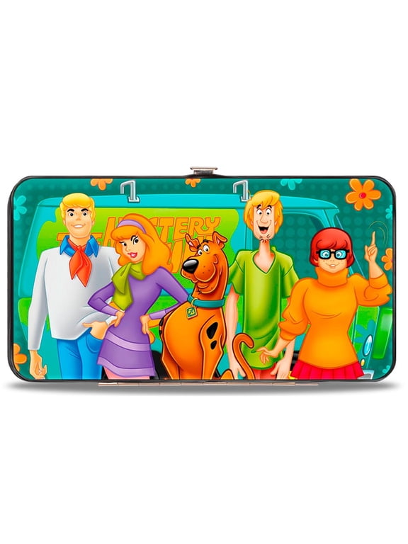 Scooby Doo Wallet, Hinged, Scooby Doo Character Group Mystery Machine Blues Orange, Vegan Leather