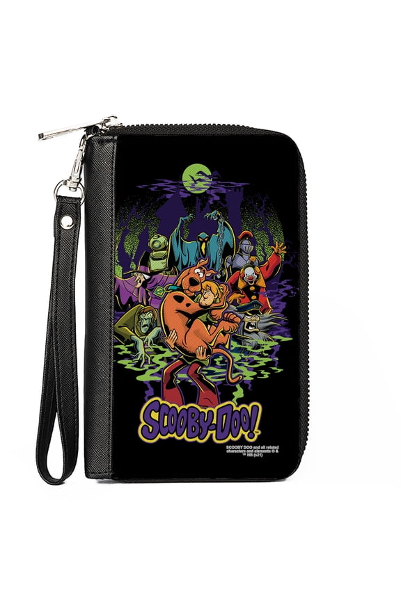 Scooby Doo Wallet, Zip Around, Shaggy Carrying Scooby Doo with Monsters Pose and Logo, Vegan Leather