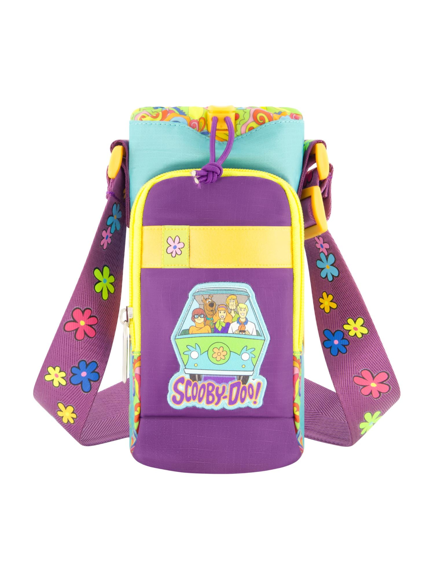 Scooby Doo Water Bottle Holder, Crossbody Sling Carrier Bag with Adjustable Shoulder Strap, 25 oz, Multi