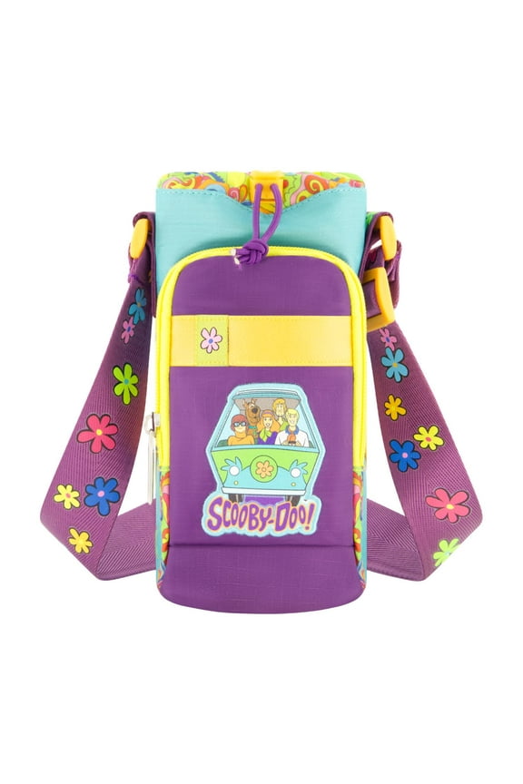 Scooby Doo Water Bottle Holder, Crossbody Sling Carrier Bag with Adjustable Shoulder Strap, 25 oz, Multi