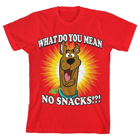 Scooby Doo What Do You Mean No Snacks?! Youth Red Graphic Tee-Large