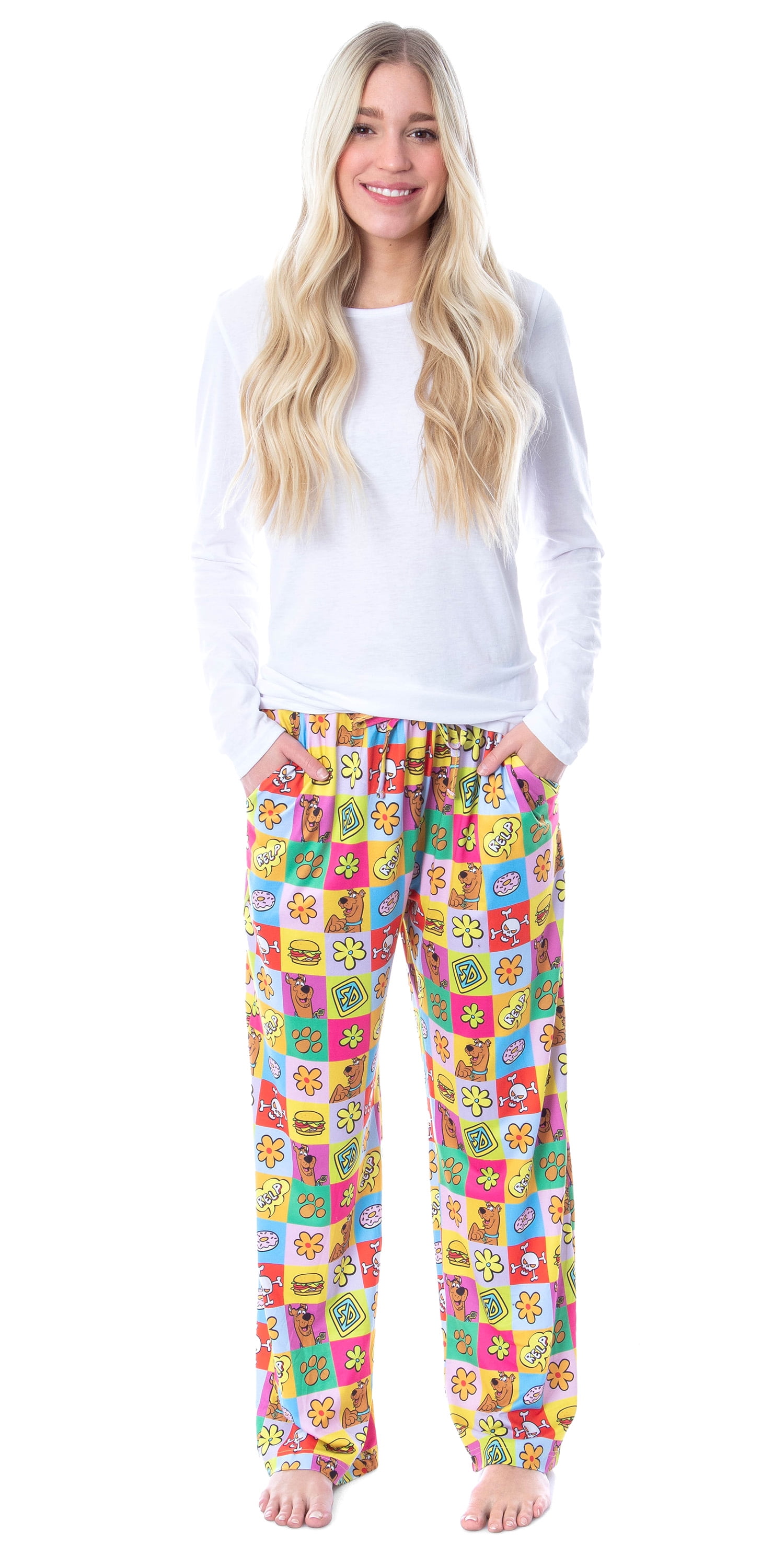 Scooby Doo Womens Relp Paw Print Square Icons Sleep Pajama Pants Large