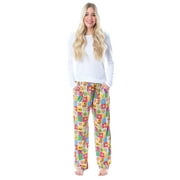 Scooby-Doo Womens' Relp Paw Squares All-Over Graphic Print Sleep Lounge Pajama Pants Sleepwear Loungewear