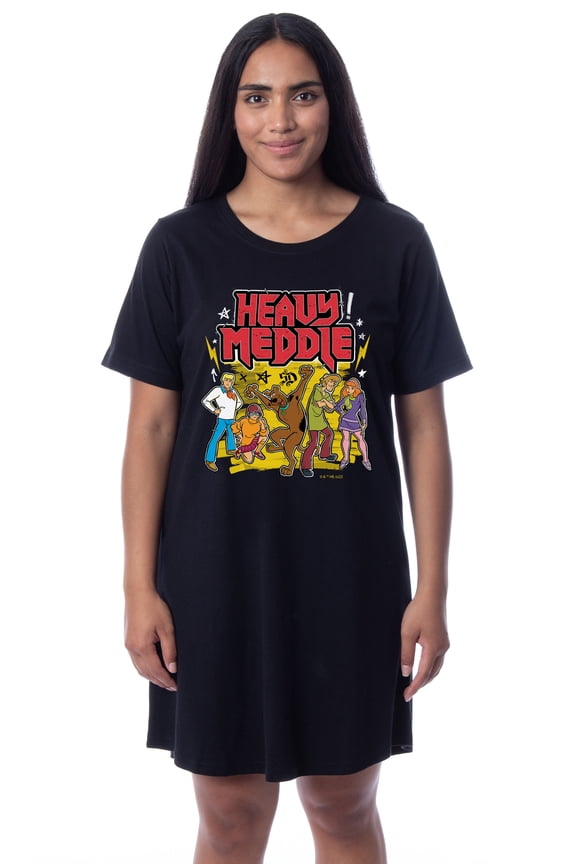 Scooby-Doo Womens' The Gang Heavy Meddle Nightgown Sleep Pajama Shirt