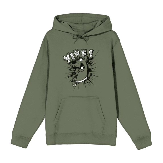 Scooby-Doo Yikes Adult Olive Long Sleeve Hoodie-XL