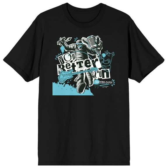 Scooby Doo You Better Run Crew Neck Short Sleeve Men's Black T-shirt-Medium
