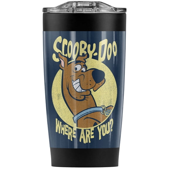Scooby Doo Where Are You Grin Stainless Steel Tumbler 20 oz Coffee Travel Mug/Cup, Vacuum Insulated & Double Wall with Leakproof Sliding Lid | Great for Hot Drinks and Cold Beverages