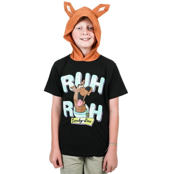 Scooby Doo Youth Boys Cosplay T-Shirt Hoodie With Ears-XXL