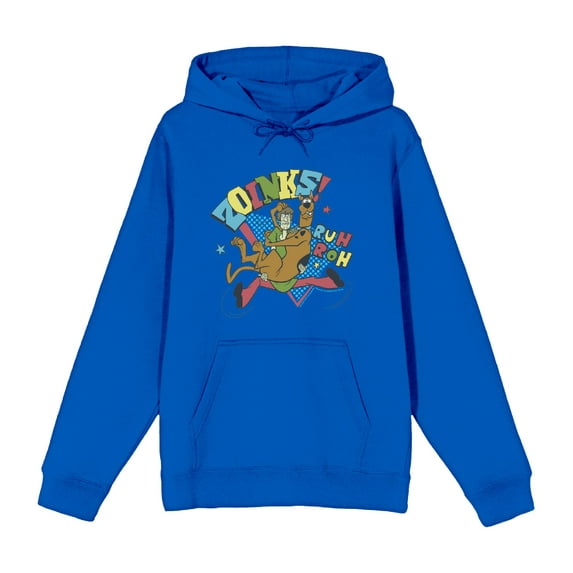 Scooby-Doo Zoinks Ruh Roh Adult Blue Long Sleeve Hoodie-Small